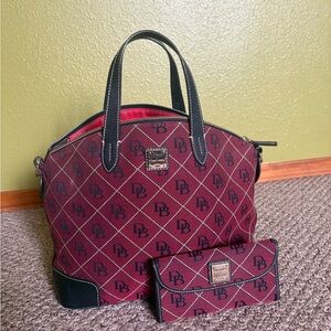 Dooney & Bourke Burgundy Signature Satchel with Matching Wallet